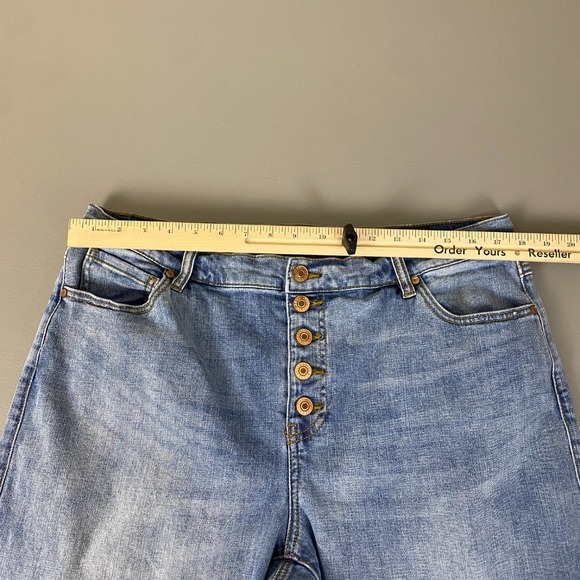 Cabi Palm Beach Crop Jeans Button Fly Wide Leg Denim Size 16 Blue Light Wash - Picture 7 of 12